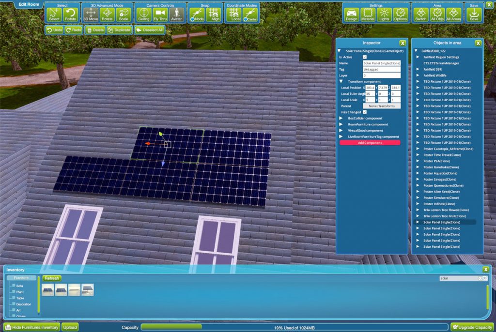 Solar Panels room editor