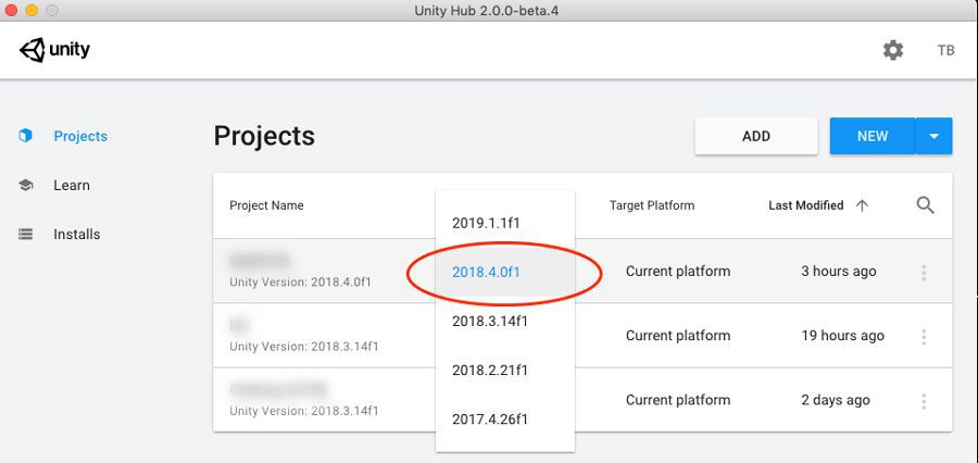 Unity Version Picker