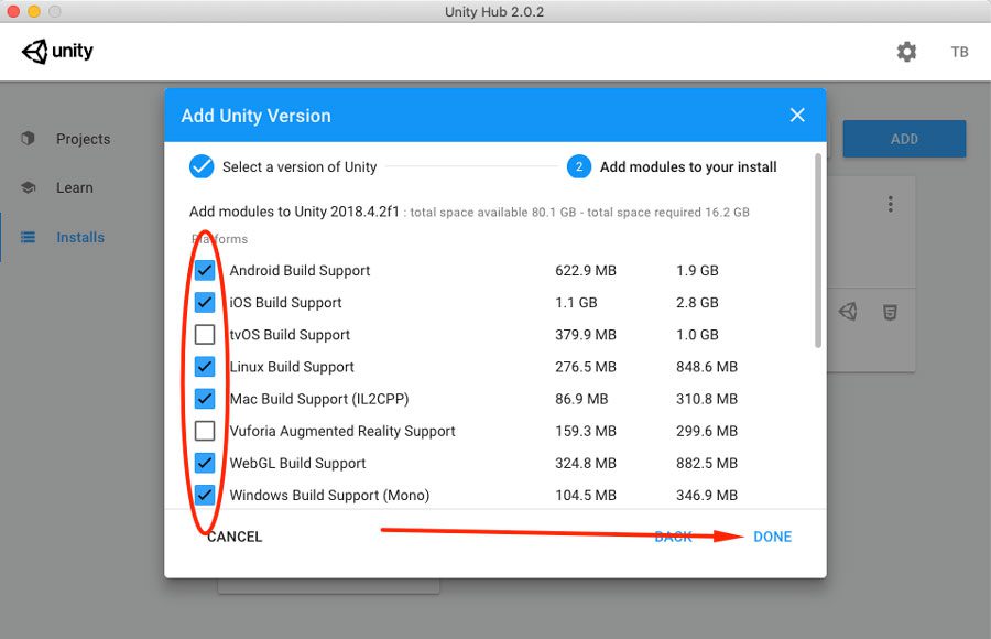 Easily select modules and go